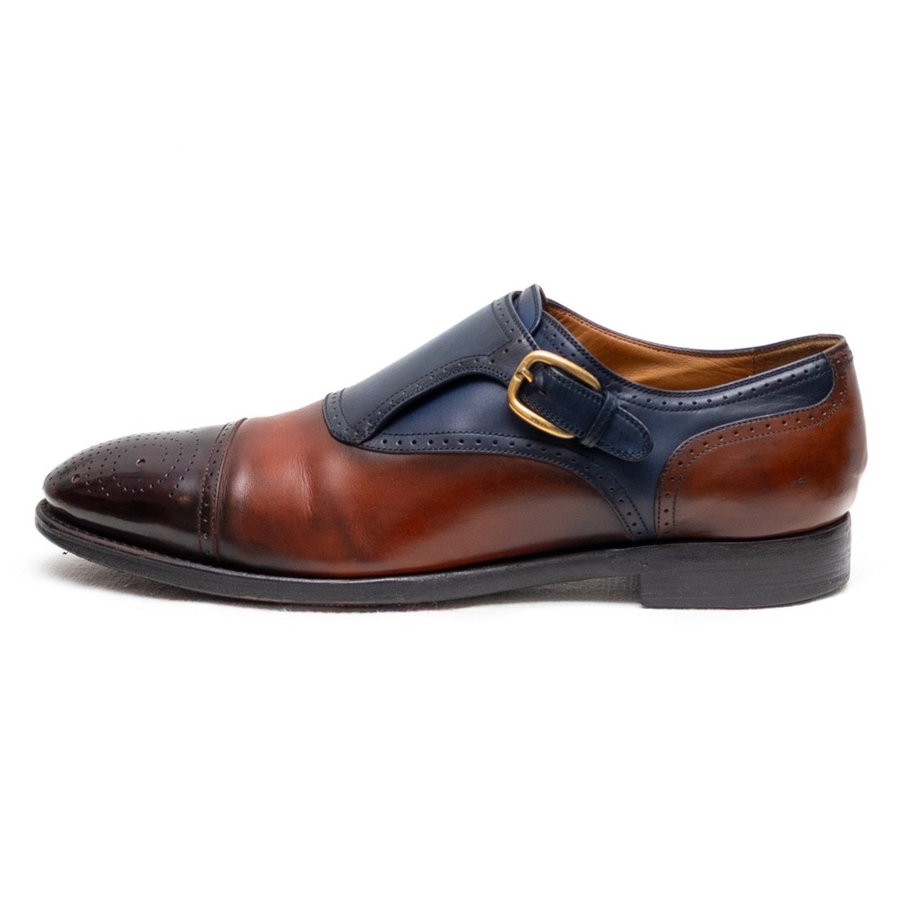 Gucci Men's 5 Tone Leather Monk Strap Brogue Cap Toe Dress Shoes UK 8.5 / US 9 - Picture 2 of 15